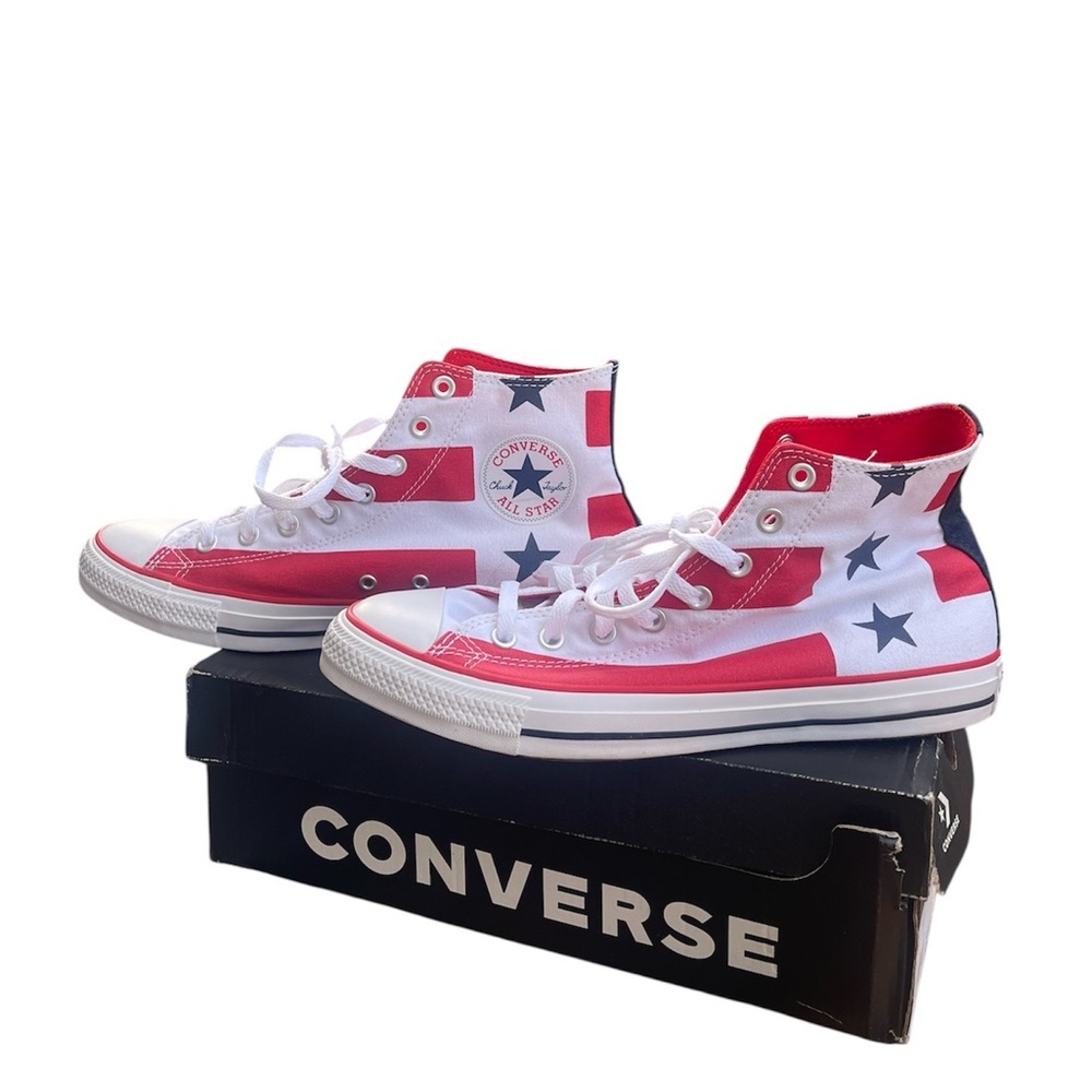 EUC Converse High-Top Sneakers - Red, White, Blue - Picture 3 of 7